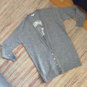 IVORY ELLA “Alexis Safari Sunrise Longline Wool Blend Grey Cardigan Sweater”